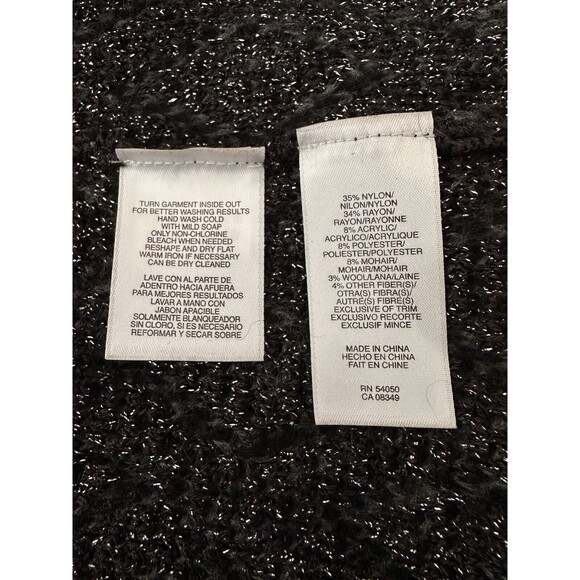 Jones New York‎ Collection Metallic Cardigan Sweater Threaded Black Silver S/4-6 - Picture 6 of 11